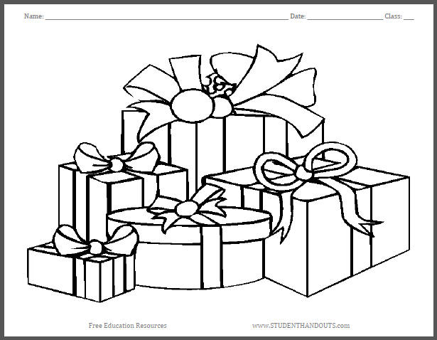 Gift Packages for Christmas Coloring Sheet