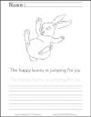 Happy Bouncing Bunny Coloring Sheet with Handwriting Practice
