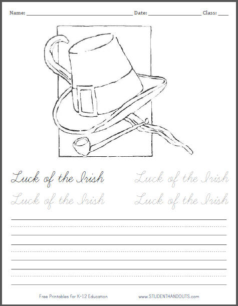 Luck of the Irish Free Printable Coloring Page for Kids