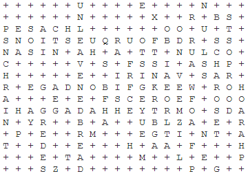 Passover Word Search Answer Key