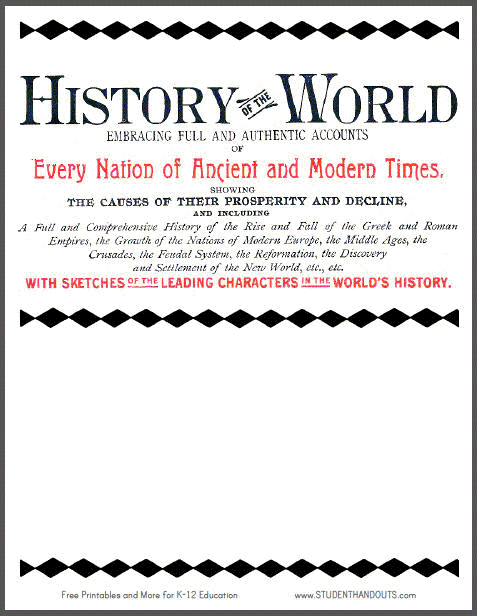 cover page for history assignment