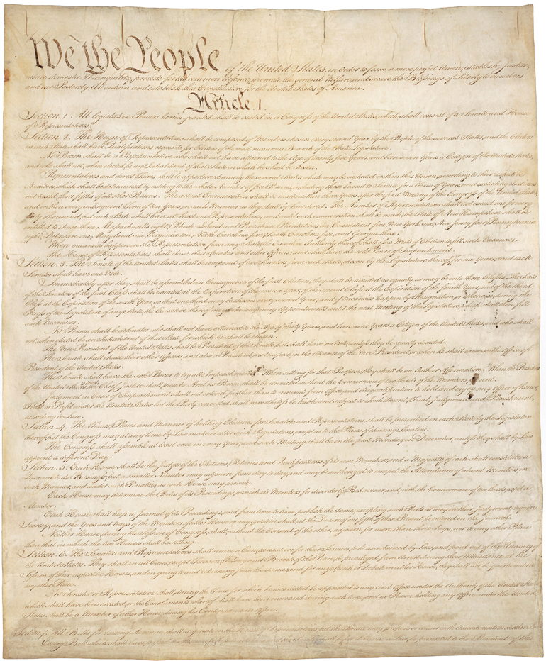 United States Constitution, 1789.  The U.S. Constitution replaced the Articles of Confederation, and created a strong federal government.  The Constitution was ratified based on the promise that amendments (the Bill of Rights), protecting individual rights and liberties, would quickly follow.