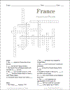 France Geography and History Crossword Puzzle - Free to Print