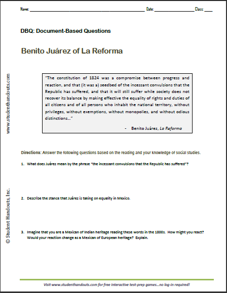 Benito Juarez World History DBQ