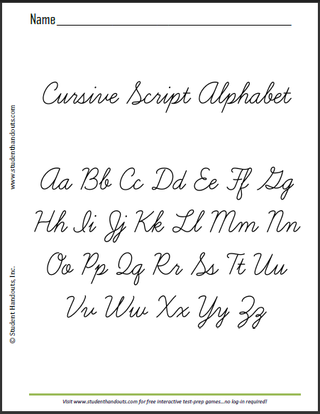 Free Printable Cursive Handwriting Chart