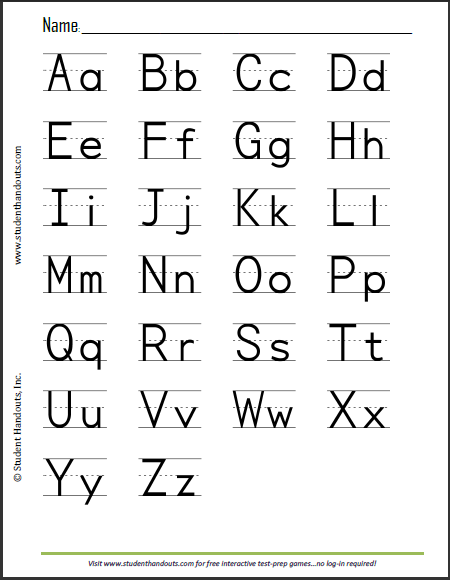 Handwriting Chart Pdf