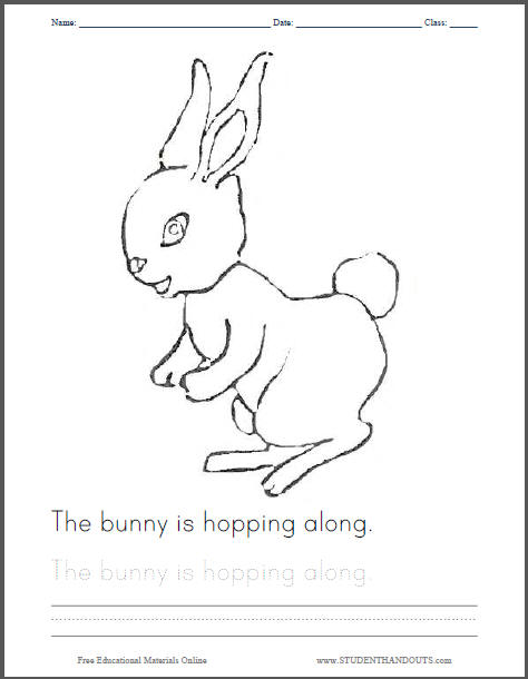 The Bunny Is Hopping Along Coloring Page for Kids