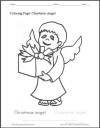 Christmas Angel Bearing a Gift Coloring Sheet for Kids
