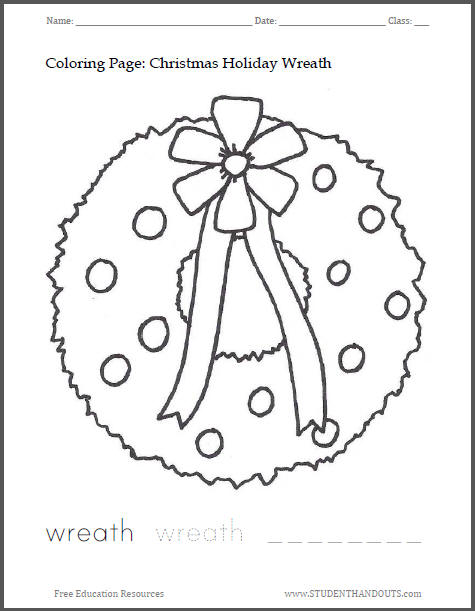 Christmas Wreath Coloring Sheet - Free to print (PDF file).