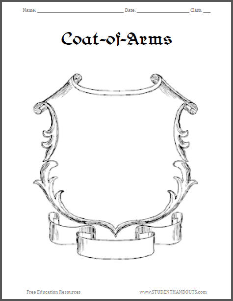 Printable Medieval Coat-of-Arms Template Sheets | Student Handouts