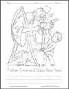 Father Time and Baby New Year Coloring Sheet