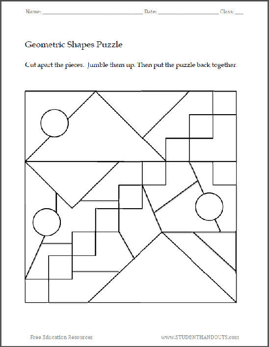 Geometric Shapes Printable Puzzle #1