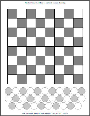 Grey and White DIY Checkers Game Checkerboard