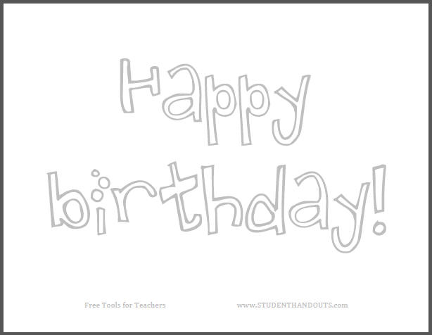 Happy Birthday Sign for Kids to Color - Free to print (PDF file).