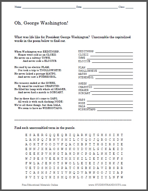 george-washington-poetry-unscramble-student-handouts