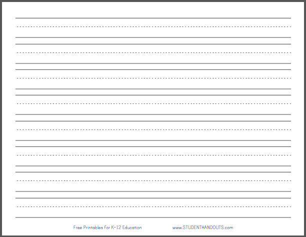 Primary Writing Paper 1" Horizontal Lines - Free to print (PDF file).