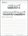 Merry Christmas! Coloring page with handwriting practice.