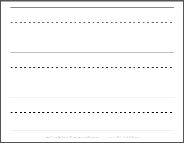 Large Dashed Writing Lines Printable Sheet Strips