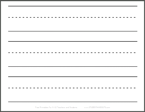 Printable Large Dashed Lines For Writing Student Handouts