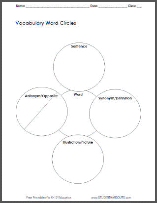 Vocabulary Word Circles Worksheets - Free to print (PDF files).
