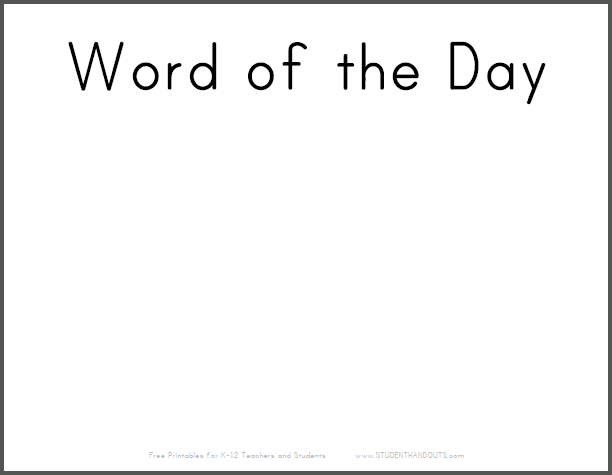 Word of the Day Classroom Sign