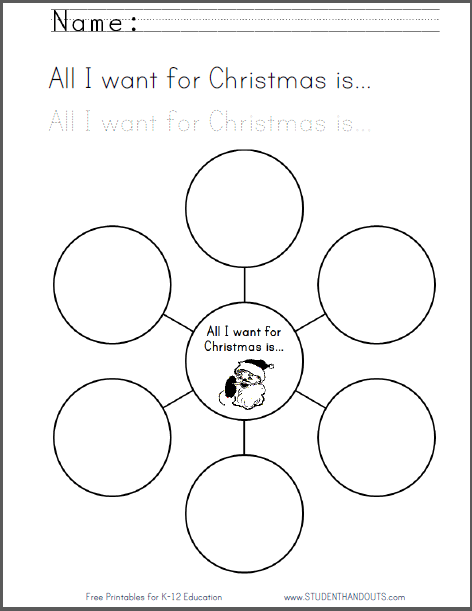 All I want for Christmas is... Bubble Map Chart for Kids - Free to print (PDF file).