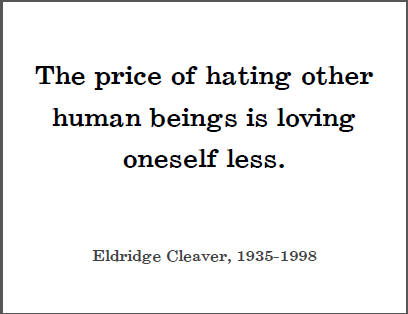 The price of hating other human beings is loving oneself less. - Eldridge Cleaver