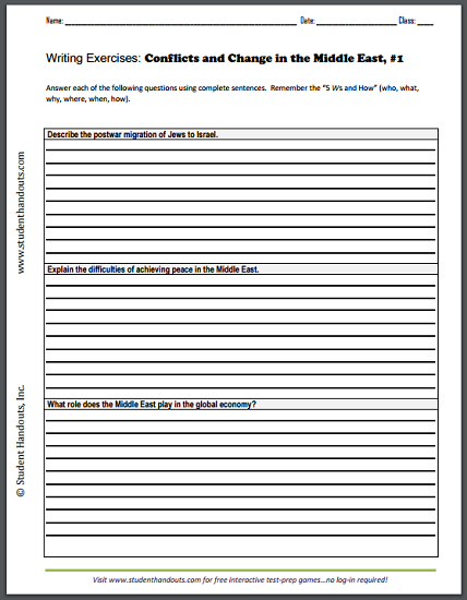 Conflicts In The Middle East Worksheet Answers