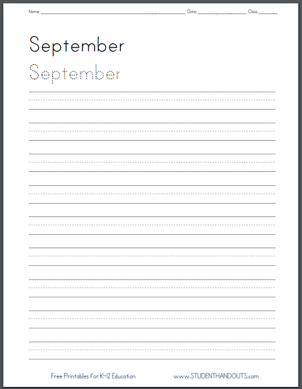 Months of the Year Handwriting Worksheets | Student Handouts