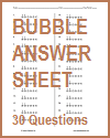 Bubble Answer Sheet for 30 Multiple-Choice Questions