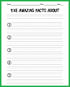 Five Facts Recall Worksheet for an Expository Text