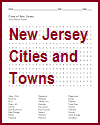 New Jersey Cities and Towns Word Search Puzzle