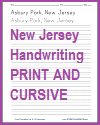 New Jersey Handwriting Practice Worksheets in Print Manuscript and Cursive Script