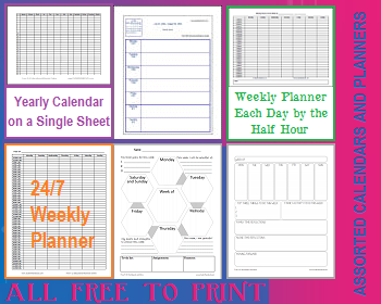 free printable monthly weekly daily calendars planners student handouts