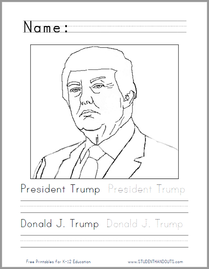 President Donald Trump Coloring Page - Free to print (PDF file).