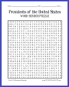 Presidents of the United States Word Search Puzzle