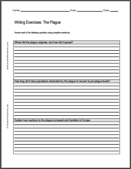 the plague writing exercises student handouts