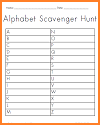 Alphabet (ABC) Scavenger Hunt Worksheet