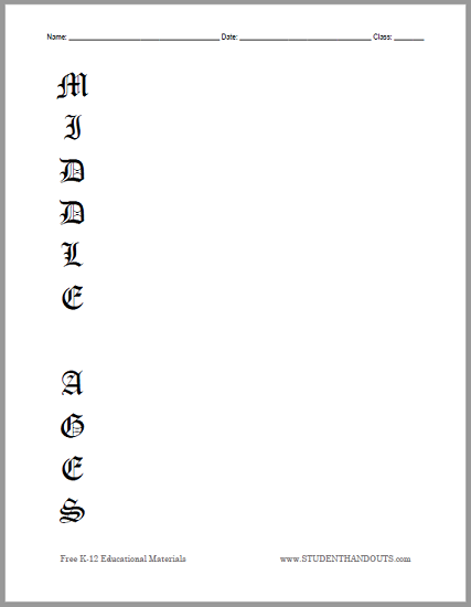 Middle Ages Acrostic Poem Blank Printable - Free to print (PDF file).