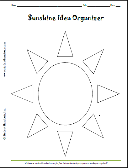 Sunshine Idea Organizer - This graphic organizer worksheet is free to print (PDF file).