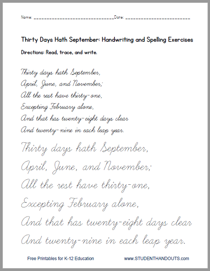 30 days has september poem best event in the world