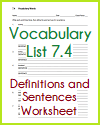 Vocabulary List 7.4 Definitions Handout