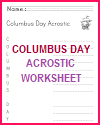 Columbus Day Acrostic Poem Worksheet