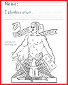 E Pluribus Unum Coloring Sheet with Writing Practice