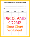 Pros and Cons Chart Blank Worksheets