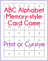 ABC Alphabet Memory-Style Game in Print or Cursive