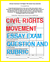 Civil Rights Movement Essay Exam Rubric Sheet