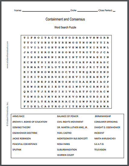 Containment and Consensus Word Search Puzzle | Student Handouts