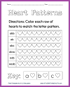 Heart Patterns Worksheet