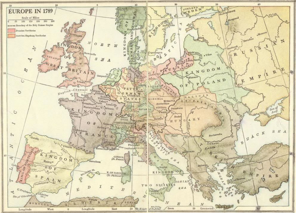 Map of Europe in 1789